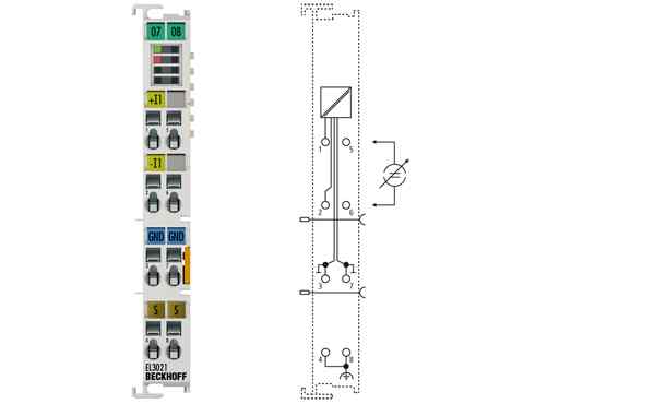 1-, 2-通道模拟量输入端子模块 4…20 mA, 差分输入，12/16 位 EL3021, ES3021