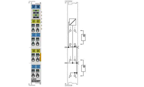 4-, 8-通道模拟量输出端子模块 -10…+10 V, 12/16 位 EL4034, ES4034