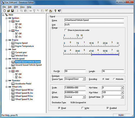 canAnalyser for CAN, CANopen, DeviceNet - Database Editor