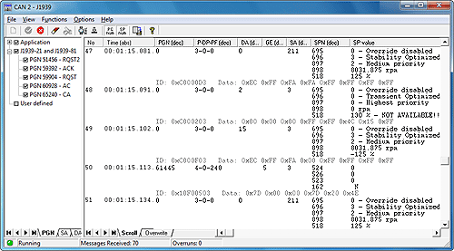 J1939 Module - canAnalyser for CAN, CANopen, DeviceNet