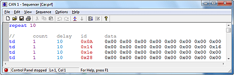 canAnalyser for CAN, CANopen, DeviceNet - Sequencer Module