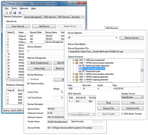 CANopen Device Manager - Window Overview