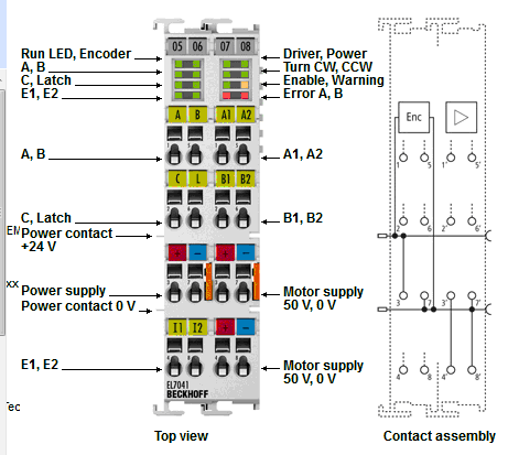 步进电机端子模块, 50 V DC, 5 A,  带增量编码器 EL7041